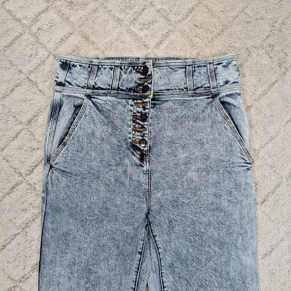 Ulla Johnson Jeans Womens 12 Blue Acid Wash Ellis Straight Kick Flare High Rise - Picture 2 of 10